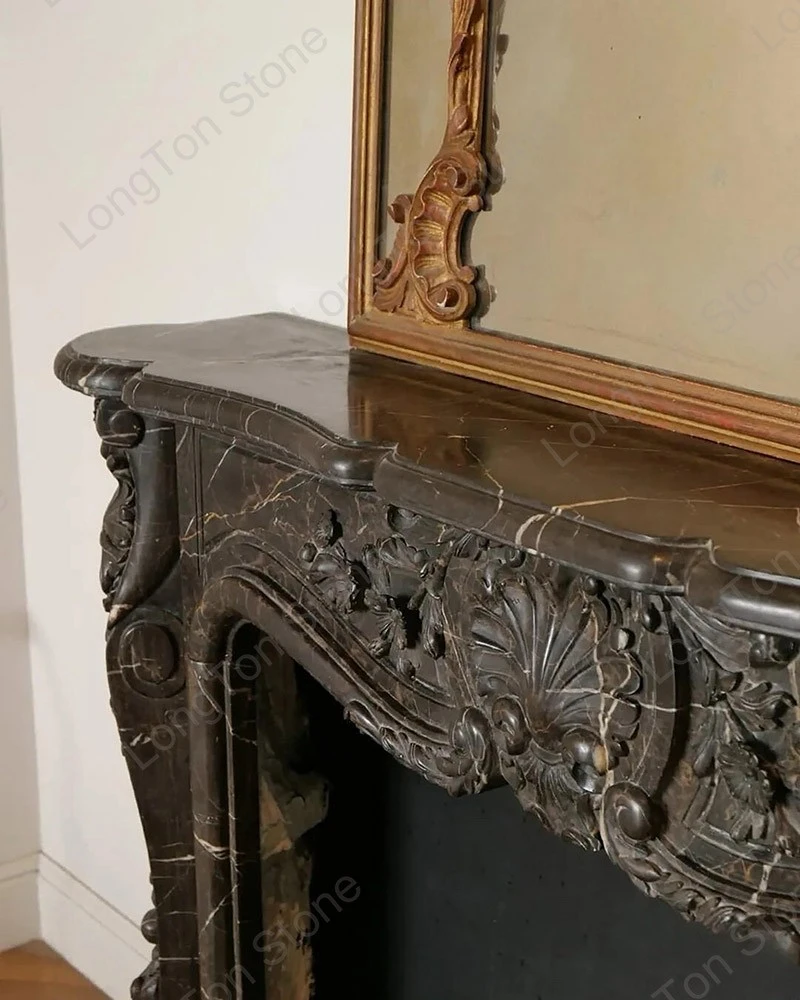 nero Portoro marble fireplace mantel nero Portoro marble fireplace mantel